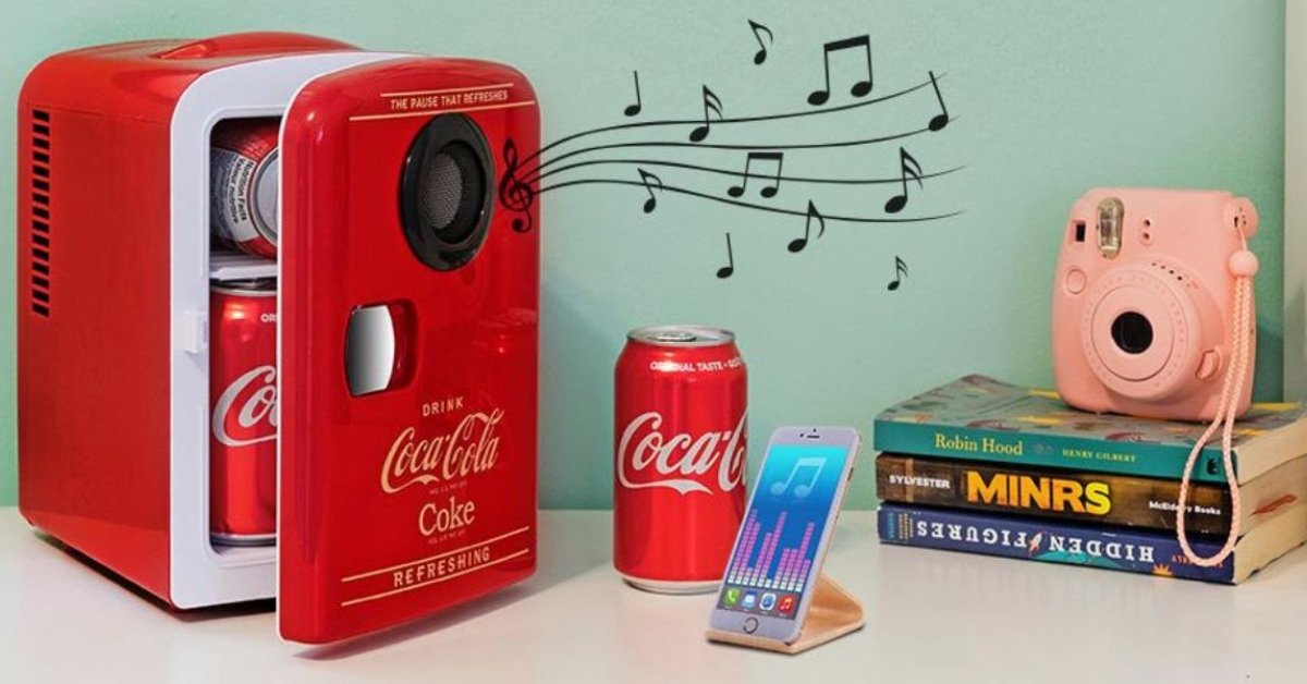 Coca-Cola Portable Mini Cooler With Built-in Bluetooth Speaker